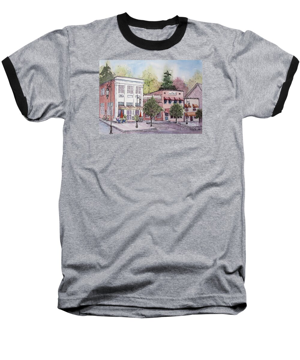 Historic Blue Ridge Baseball T-Shirt featuring the painting Historic Blue Ridge, Georgia by Gretchen Allen