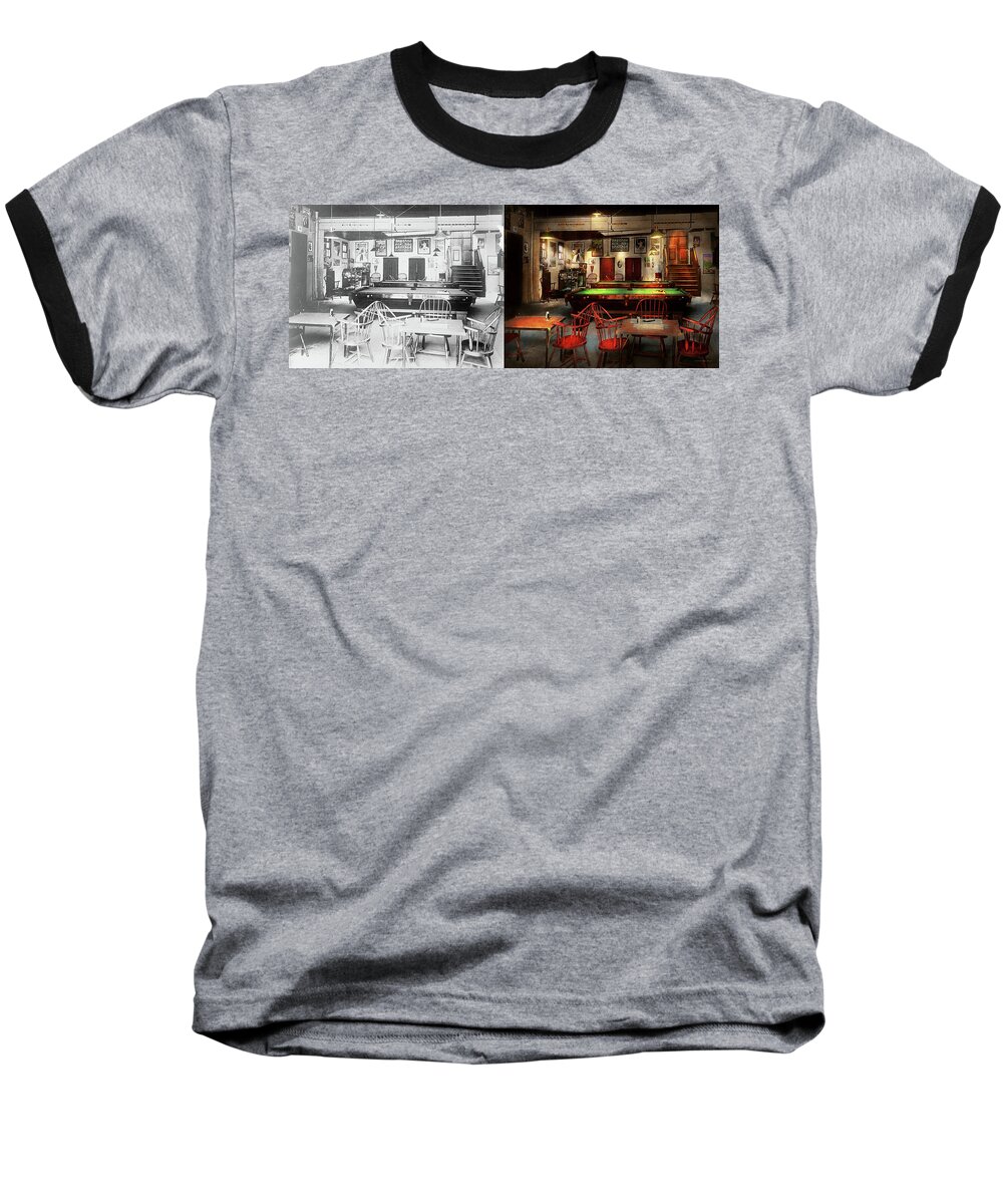 Self Baseball T-Shirt featuring the photograph Hobby - Pool - The billiards club 1915 - Side by Side by Mike Savad