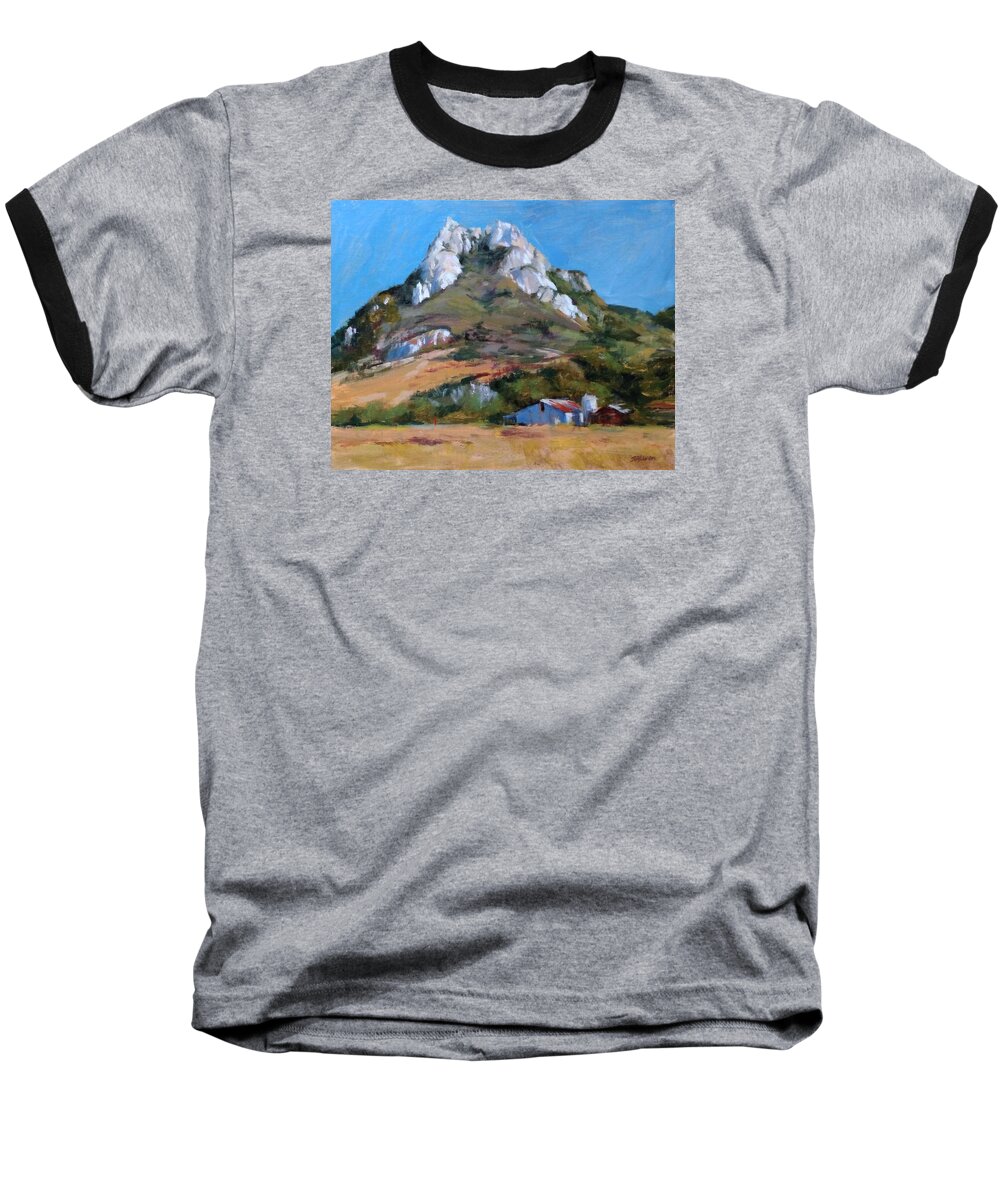 California Baseball T-Shirt featuring the painting Hollister Peak by Peter Salwen