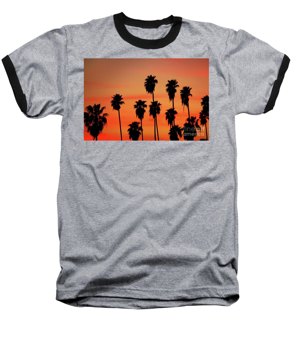 Hollywood Sunset Baseball T-Shirt featuring the photograph Hollywood Sunset by Mariola Bitner