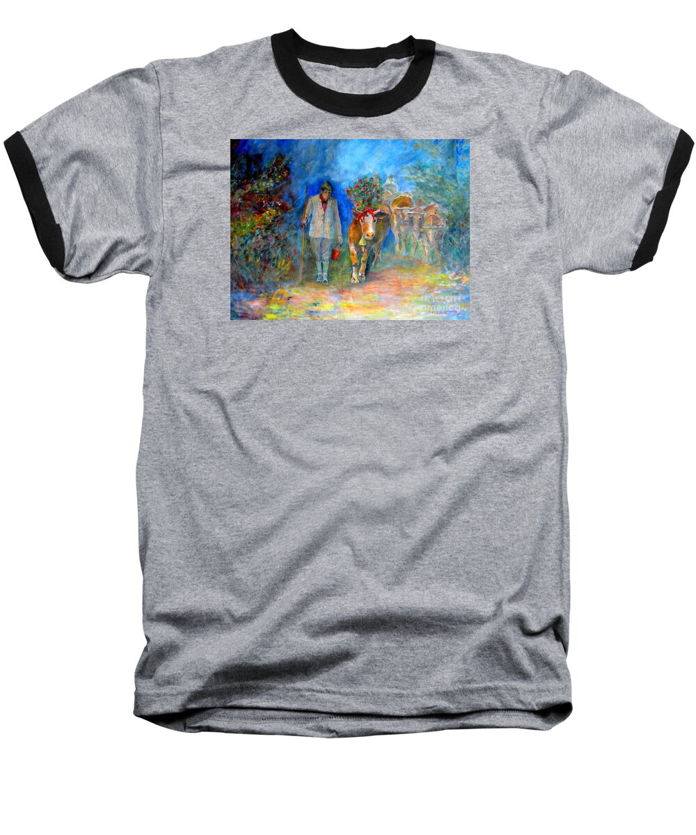 Heimat-museum Baseball T-Shirt featuring the painting Homeland Museum by Dagmar Helbig