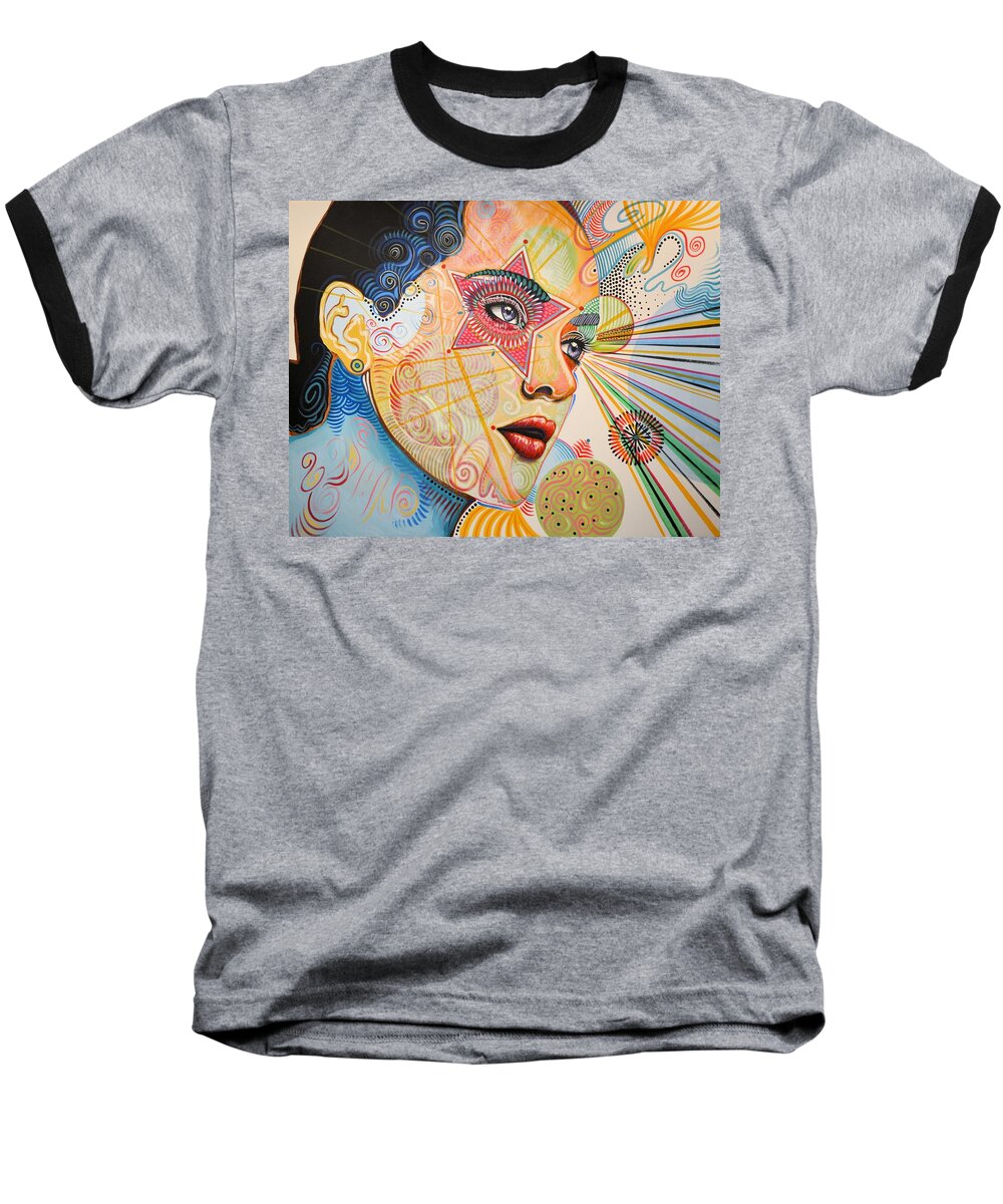Portrait Baseball T-Shirt featuring the painting Honestly Speaking by Amy Giacomelli