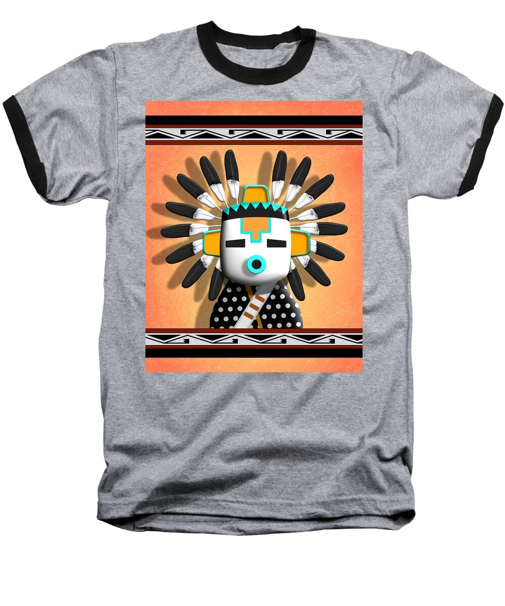 Native American Hopi Indian Baseball T-Shirt featuring the digital art Hopi Kachina Mask by John Wills