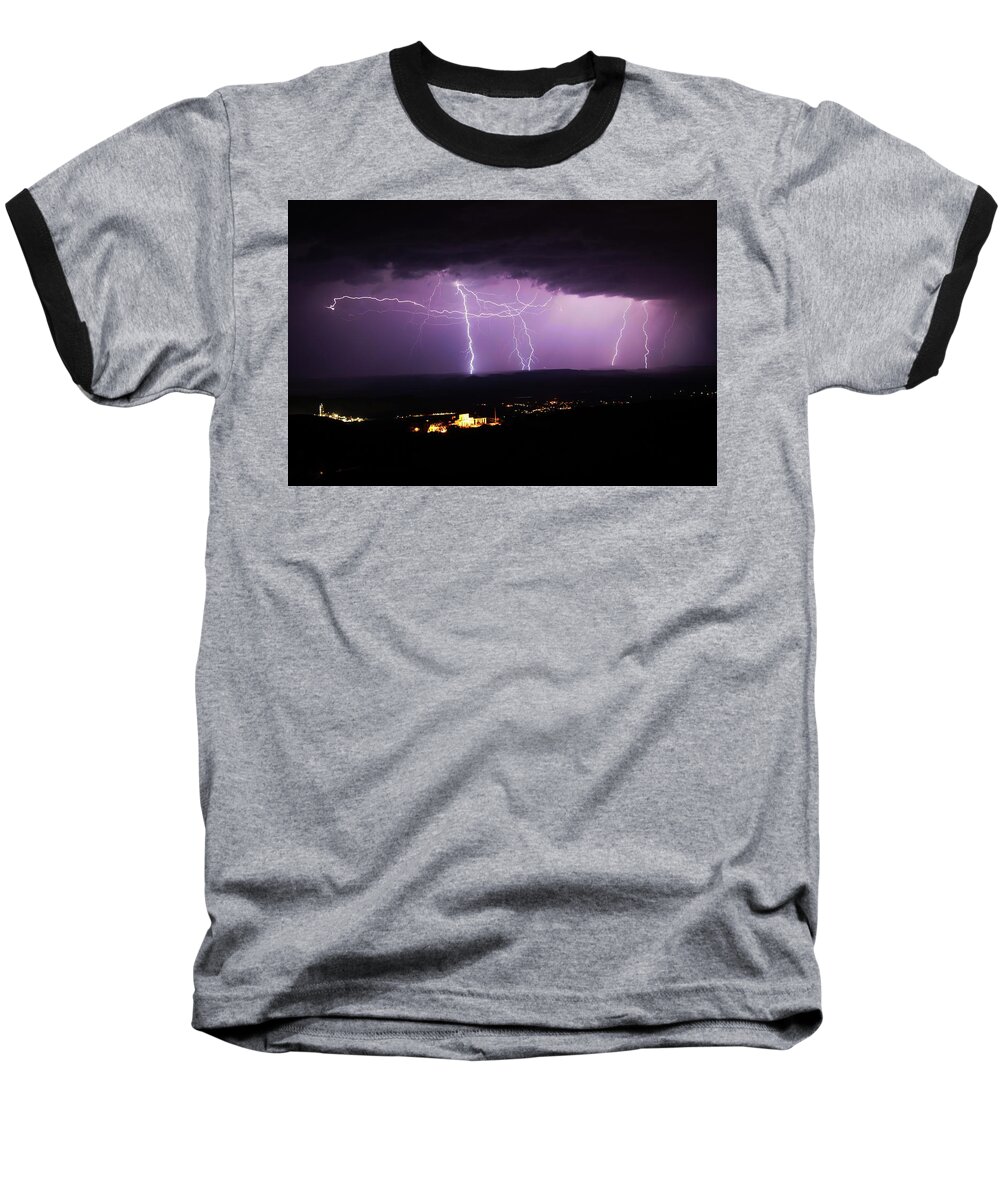 Lightning Baseball T-Shirt featuring the photograph Horizontal and Vertical Lightning by Ron Chilston