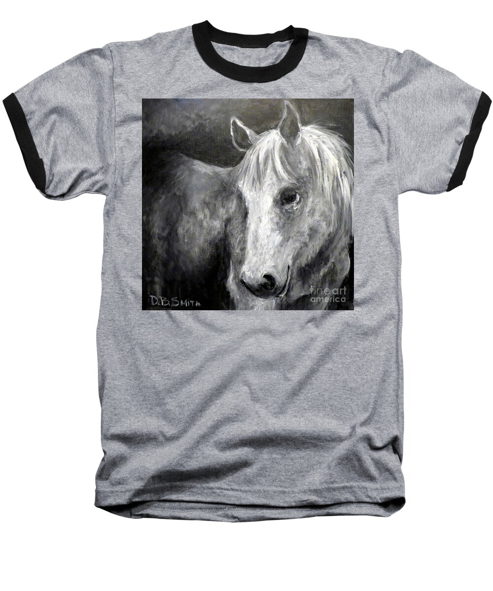 Horse Portrait Baseball T-Shirt featuring the painting Horse With the Mona Lisa Smile by Deborah Smith