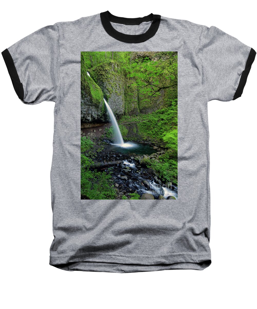 Falls Baseball T-Shirt featuring the photograph Horsetail Falls Waterfall Art by Kaylyn Franks by Kaylyn Franks