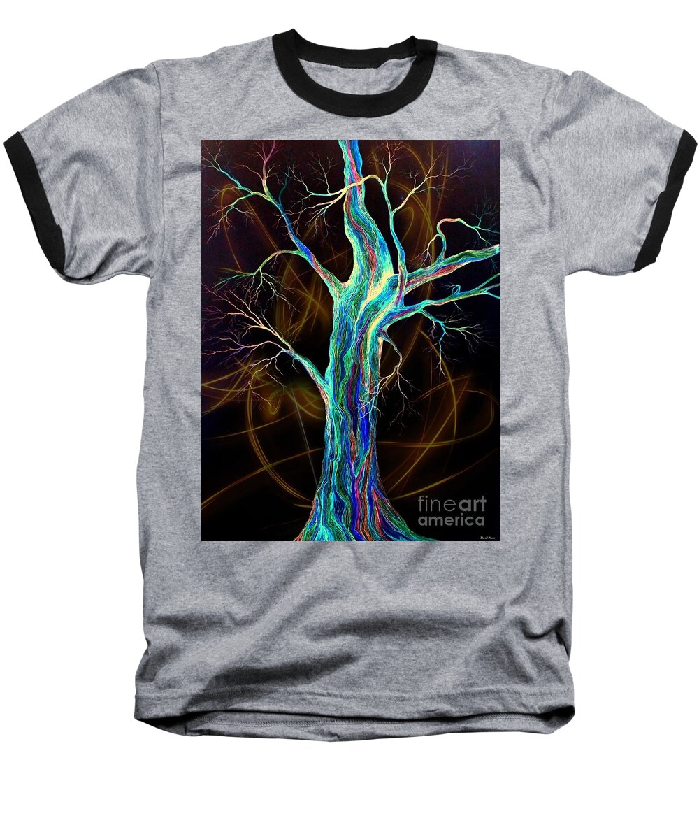 Tree Baseball T-Shirt featuring the drawing Hot Blue Blood by David Neace CPX