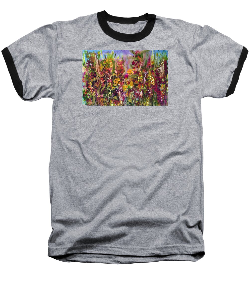 Hot Baseball T-Shirt featuring the painting Hot in the Middle by Shirley Sykes Bracken