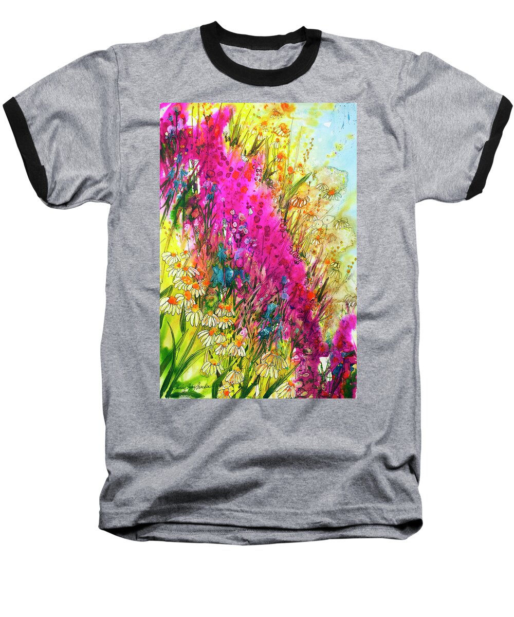 Hot Baseball T-Shirt featuring the painting Hot Pink by Shirley Sykes Bracken