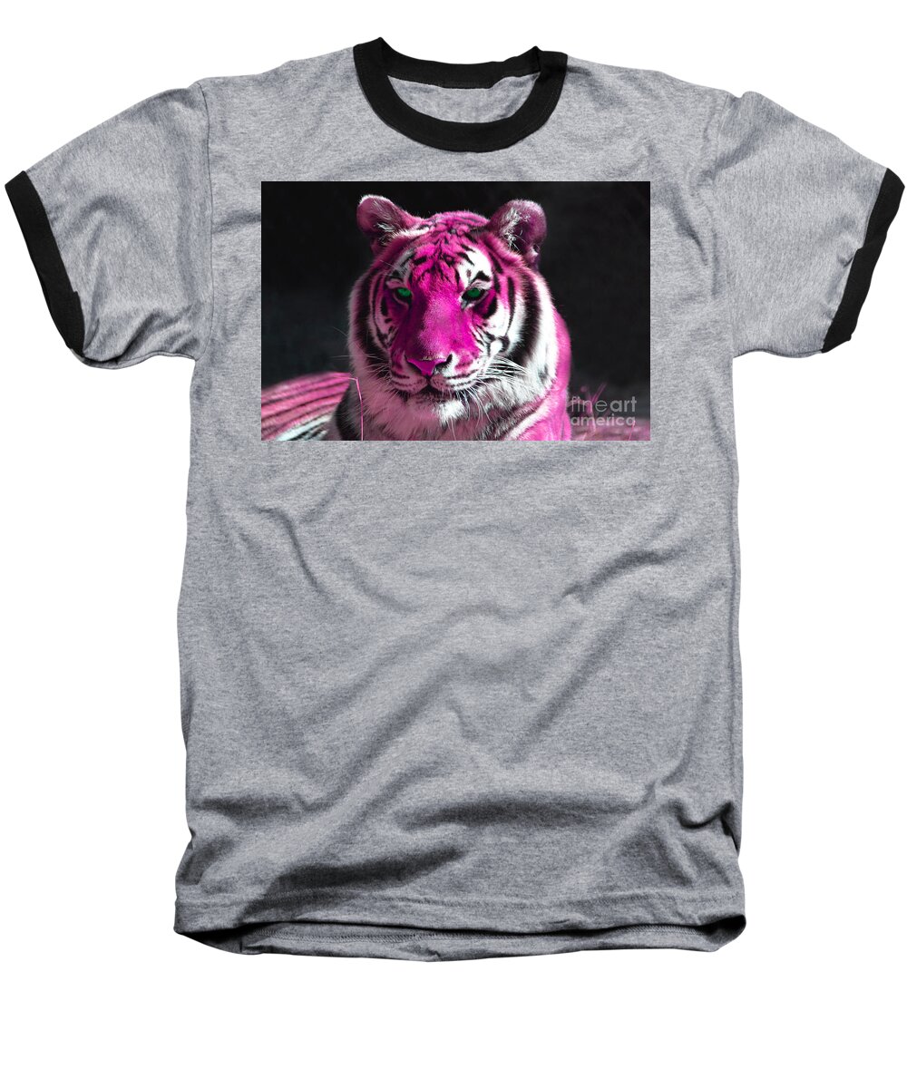 Hot Pink Tiger Baseball T-Shirt featuring the photograph Hot pink Tiger by Rebecca Margraf