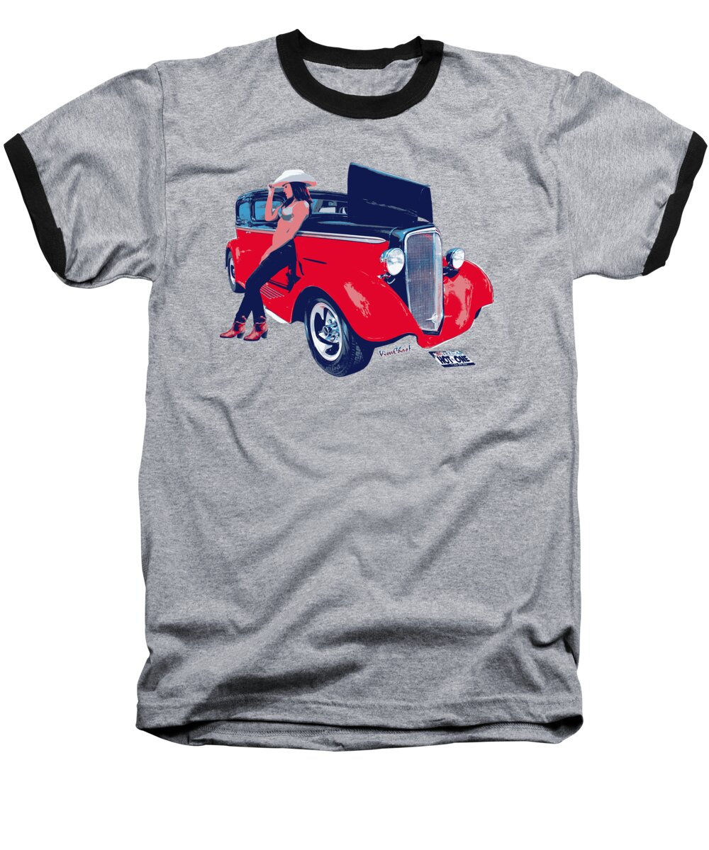 Chevrolet Baseball T-Shirt featuring the photograph Hot Rod Hot One by Chas Sinklier