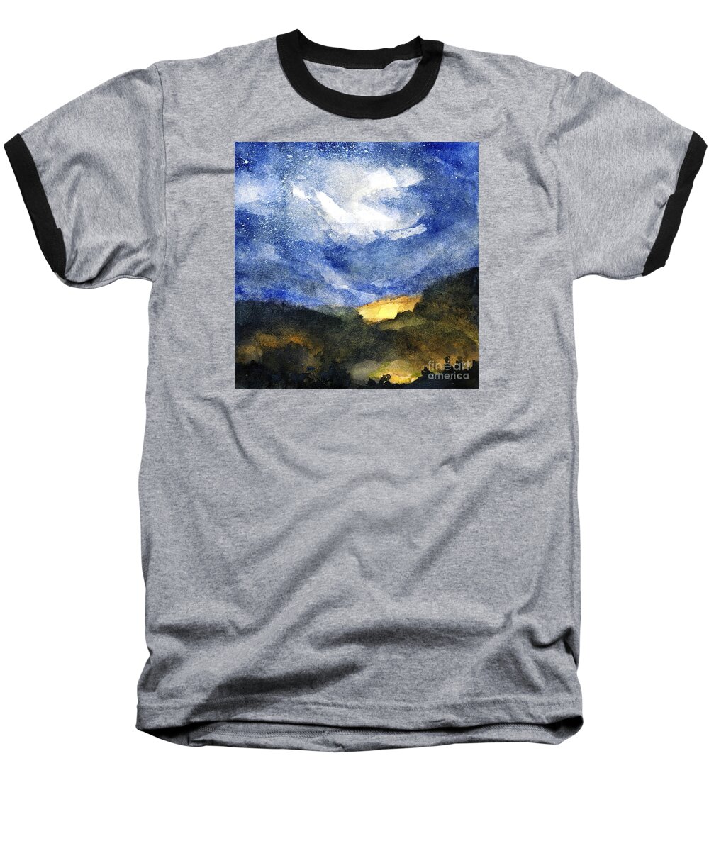 Mountains Baseball T-Shirt featuring the painting Hot Spots in Our Mountains Tonight by Randy Sprout