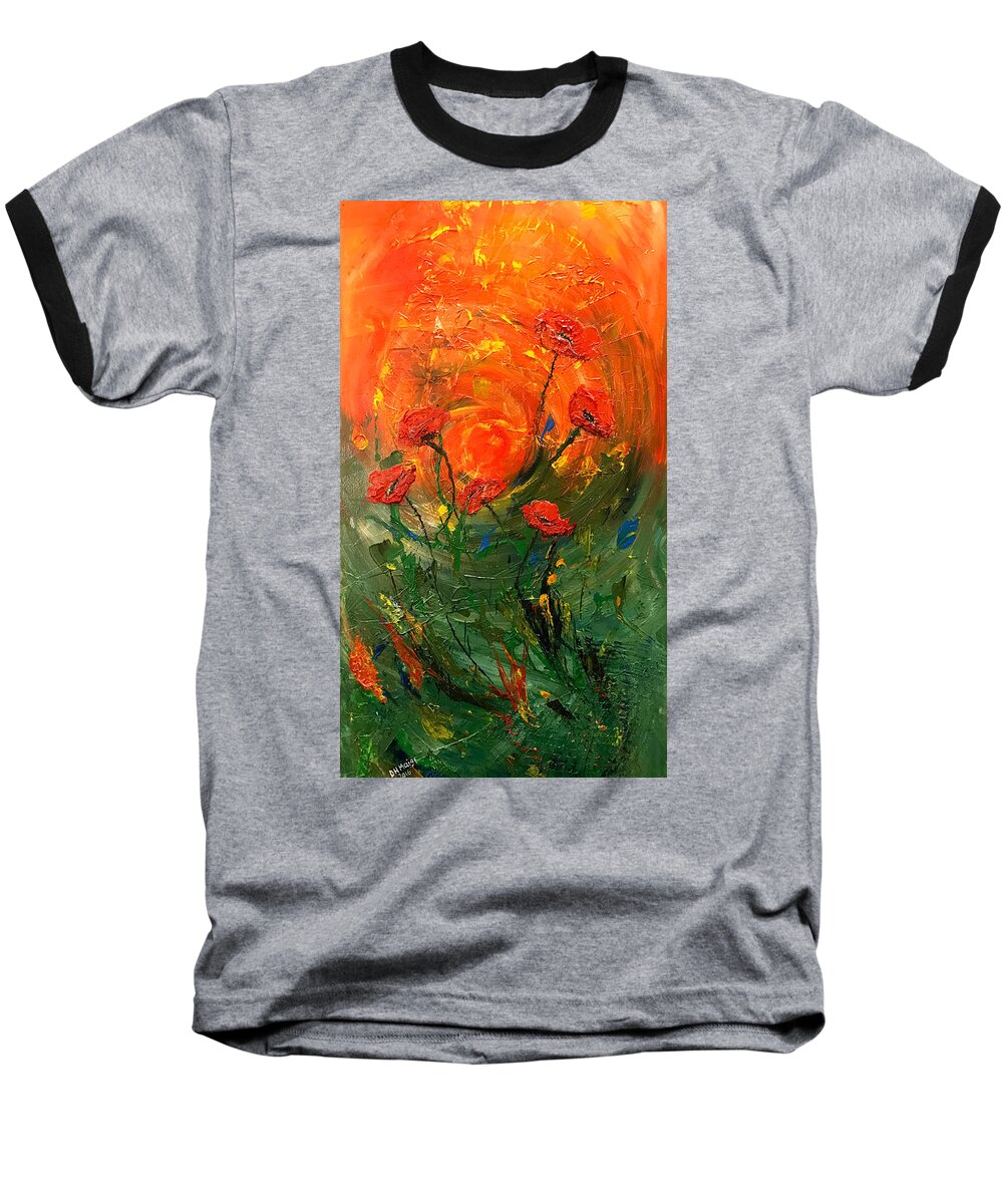 Hot Painting Baseball T-Shirt featuring the painting Hot Summer Poppies by Dorothy Maier