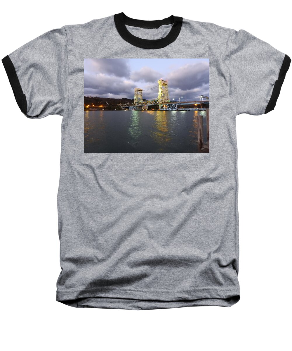 Houghton-hancock Baseball T-Shirt featuring the photograph Houghton - Hancock Bridge by Janice Adomeit