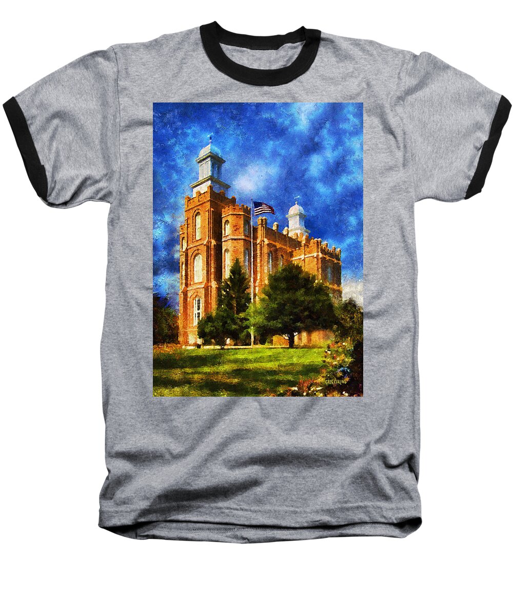 Temple Baseball T-Shirt featuring the digital art House of Learning by Greg Collins