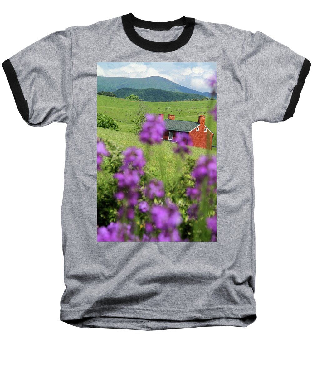 Grass Baseball T-Shirt featuring the photograph House on Virginia's hills by Emanuel Tanjala