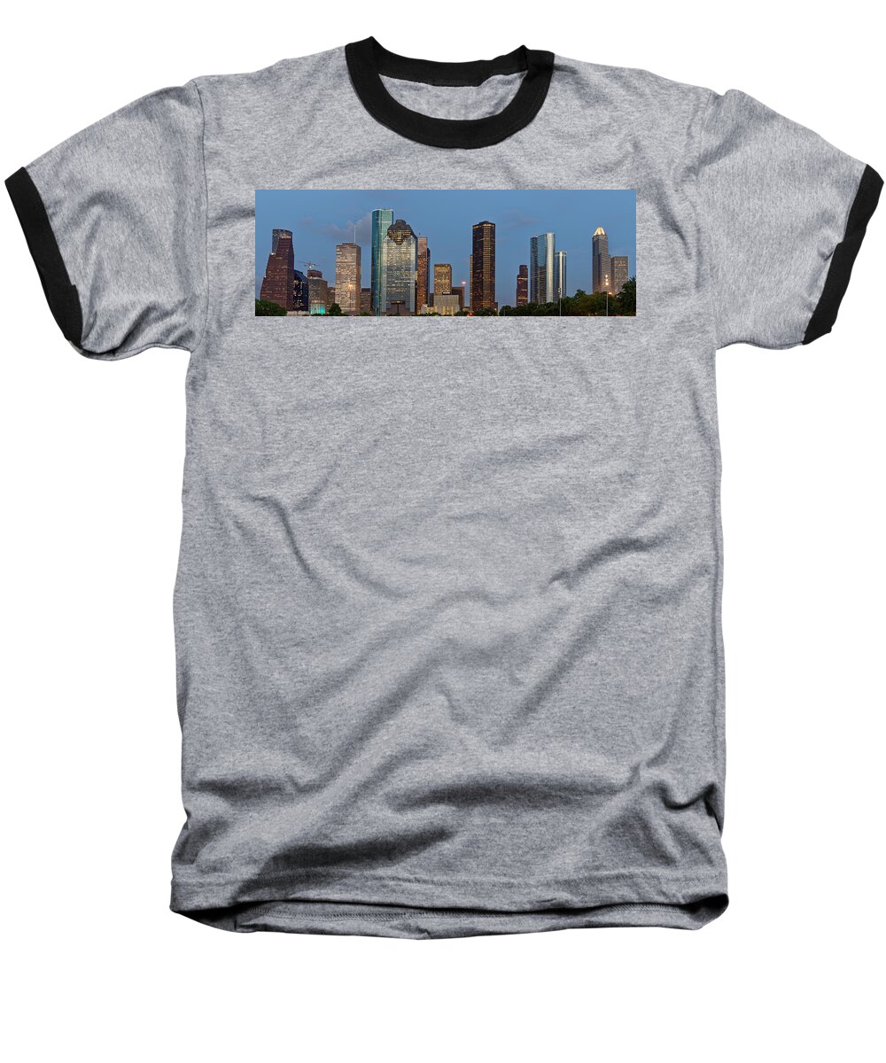Houston Texas Baseball T-Shirt featuring the photograph Houston Skyline Panorama by Jonathan Davison