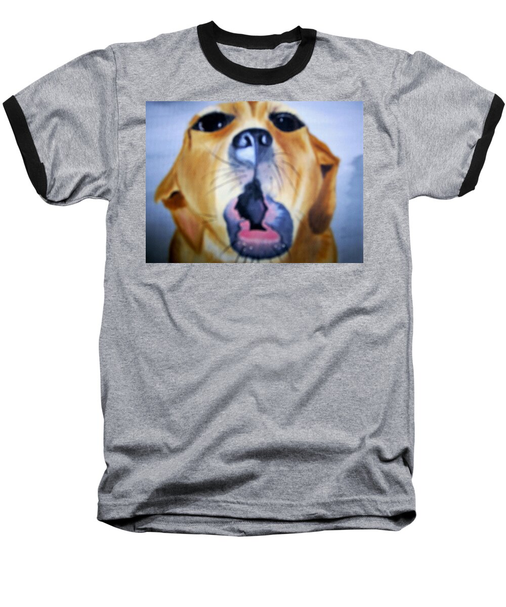 Dog Baseball T-Shirt featuring the painting Howl Are You? by Debra Campbell