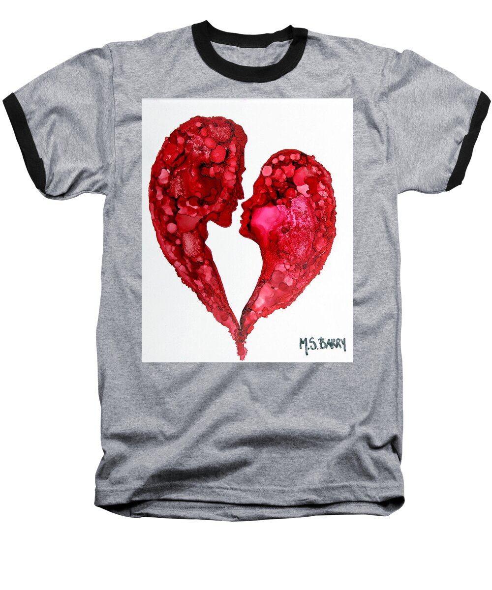 Love Baseball T-Shirt featuring the painting Human Heart by Maria Barry