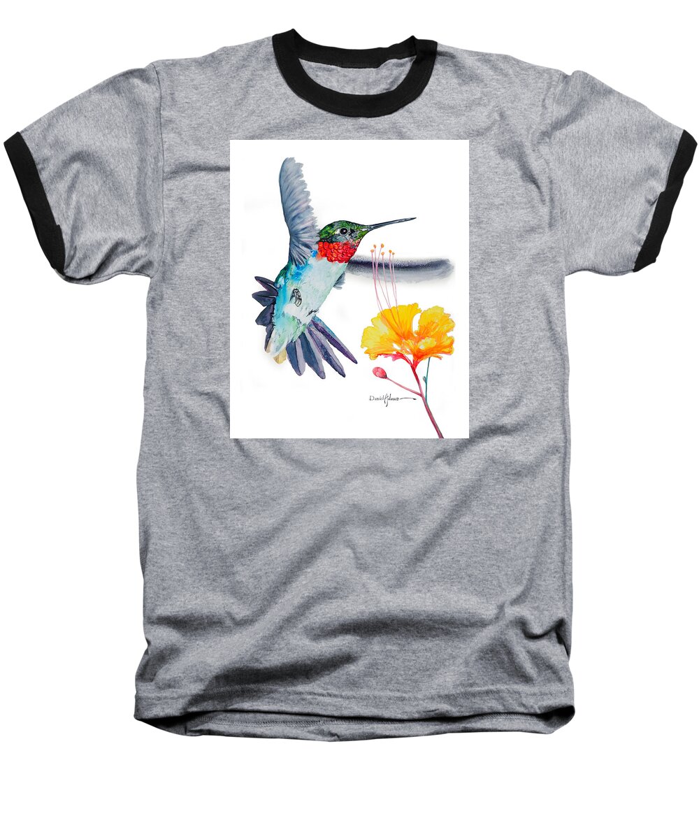 Hummingbird Baseball T-Shirt featuring the painting Hummingbird Flittering Daniel Adams by Daniel Adams