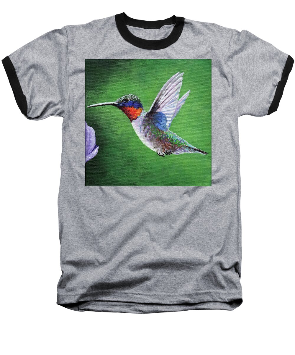 Timithy Baseball T-Shirt featuring the painting Hummingbird by Timithy L Gordon