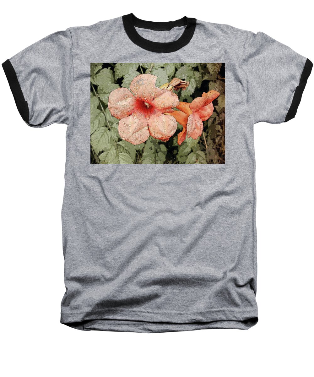 Sandra Church Baseball T-Shirt featuring the digital art Hummingbird Vine by Sandra Church