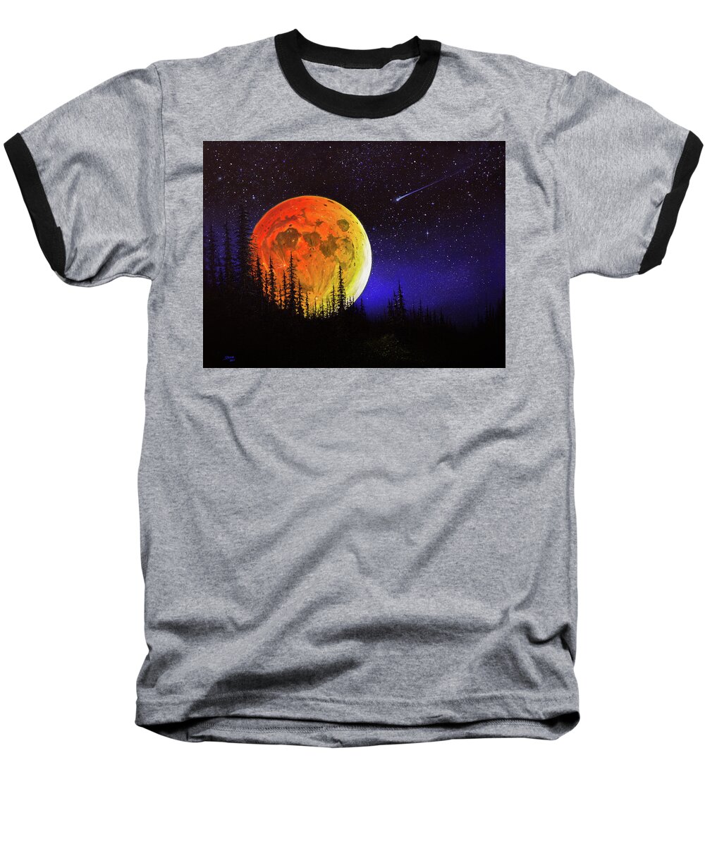 Full Moon Baseball T-Shirt featuring the painting Hunter's Harvest Moon by Chris Steele