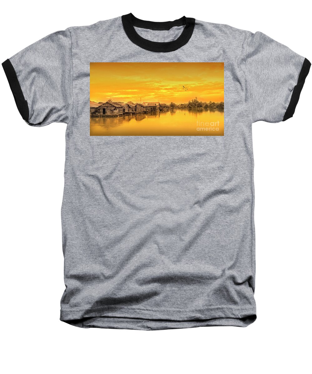 Scene Baseball T-Shirt featuring the photograph Huts Yellow by Charuhas Images