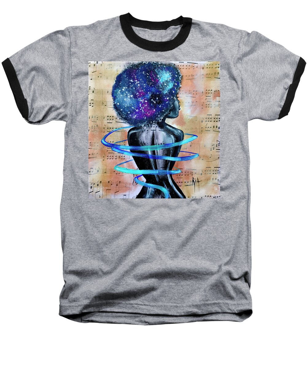 Space Baseball T-Shirt featuring the painting I am her... She is Me by Artist RiA