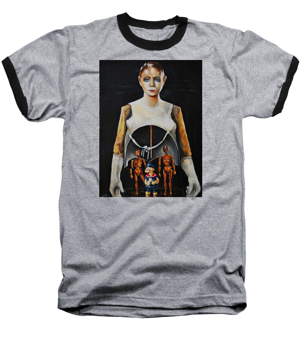 Mannequin Baseball T-Shirt featuring the painting I Am What I Am by Jean Cormier