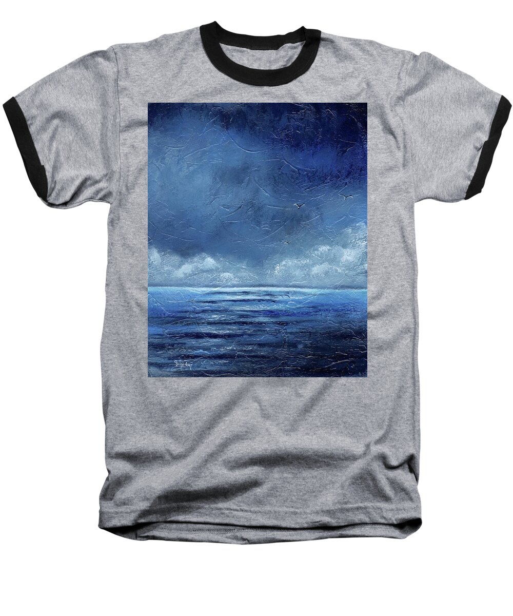 Blue Baseball T-Shirt featuring the painting I Heard Them Call Your Name by Cindy Johnston