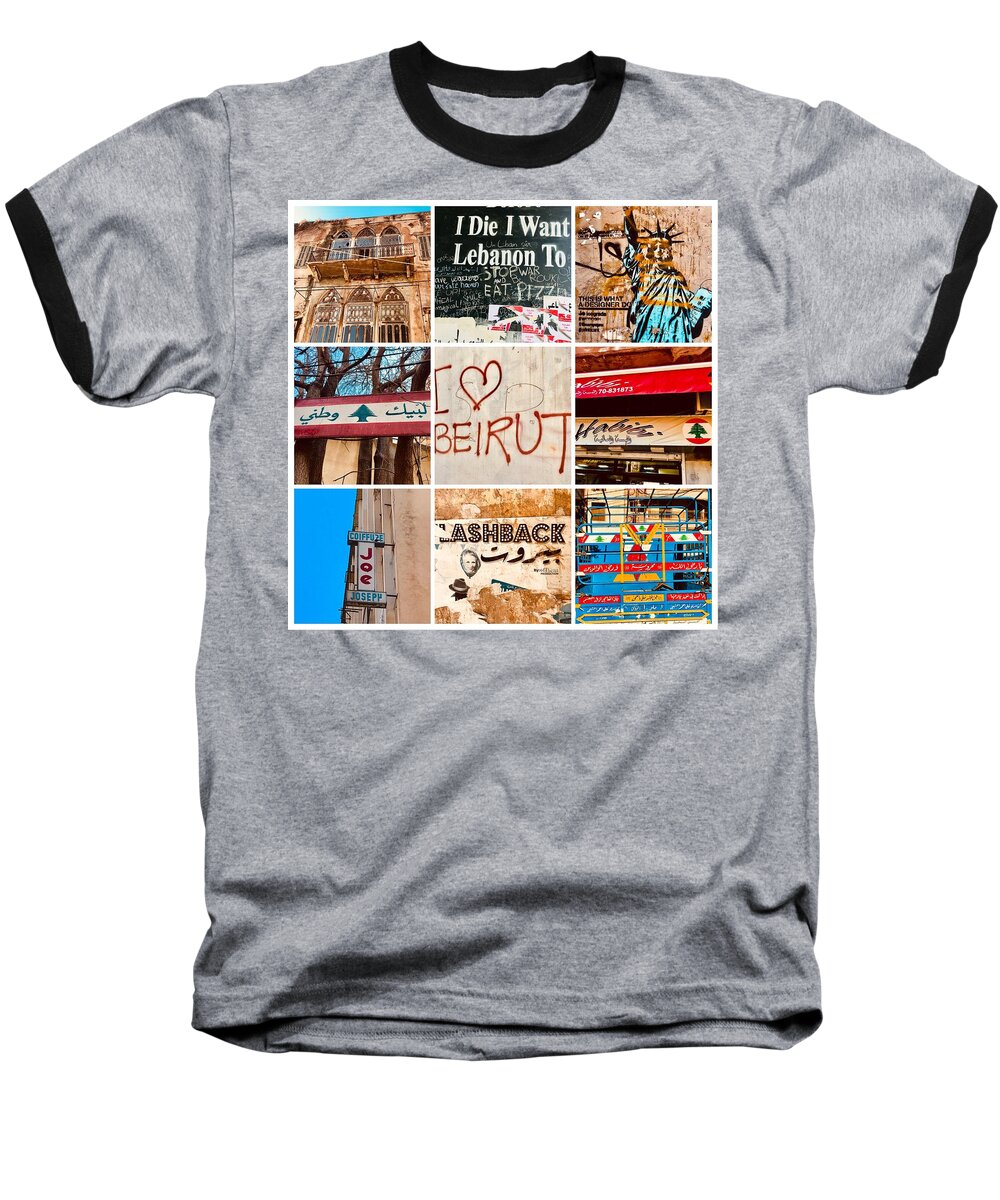 “beirut” Baseball T-Shirt featuring the photograph I Love Beirut by Funkpix Photo Hunter