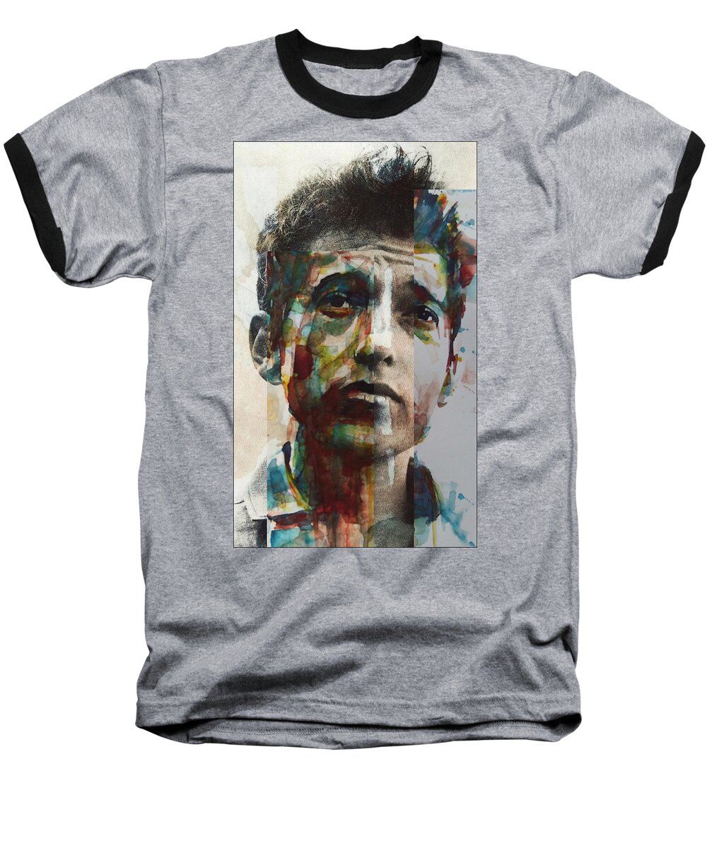Bob Dylan Baseball T-Shirt featuring the painting I Want You by Paul Lovering