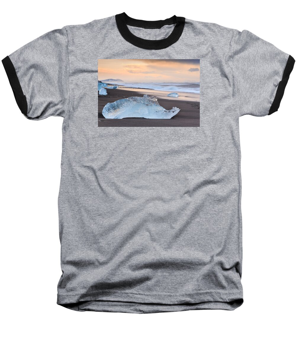 Atlantic Baseball T-Shirt featuring the photograph Ice Beach by Sue Leonard