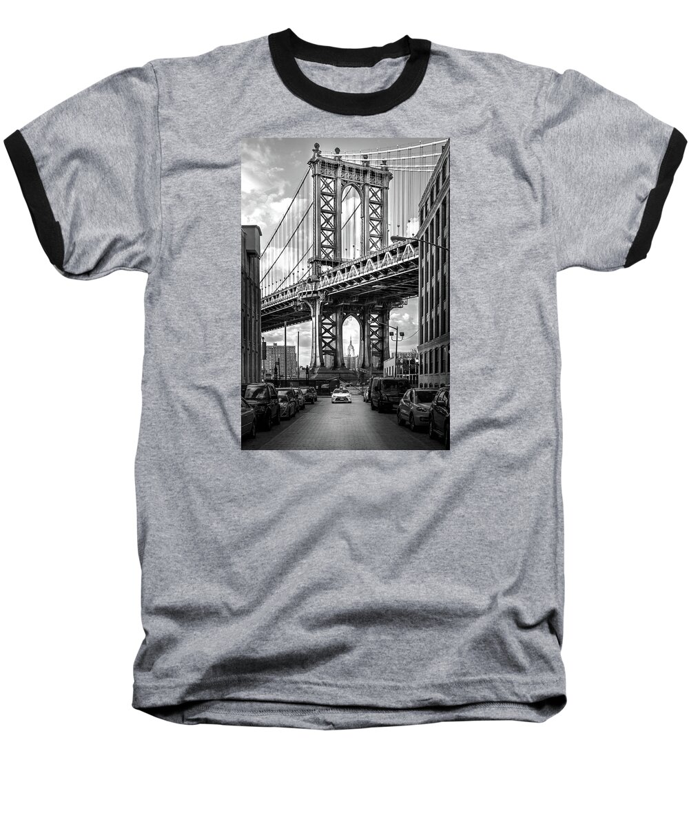New York City Baseball T-Shirt featuring the photograph Iconic Manhattan BW by Az Jackson