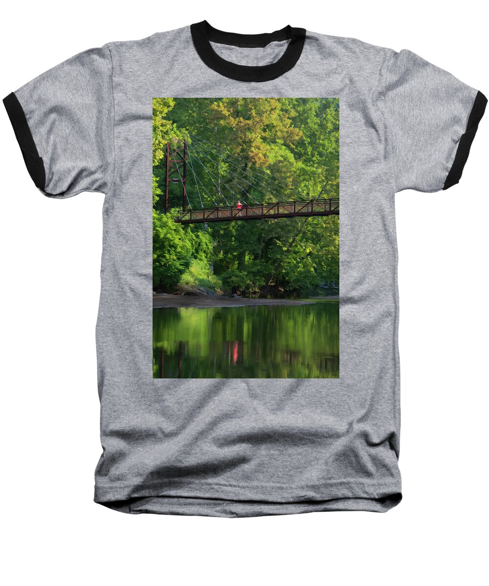  Baseball T-Shirt featuring the photograph Ilchester-Patterson Swinging Bridge by Dana Sohr