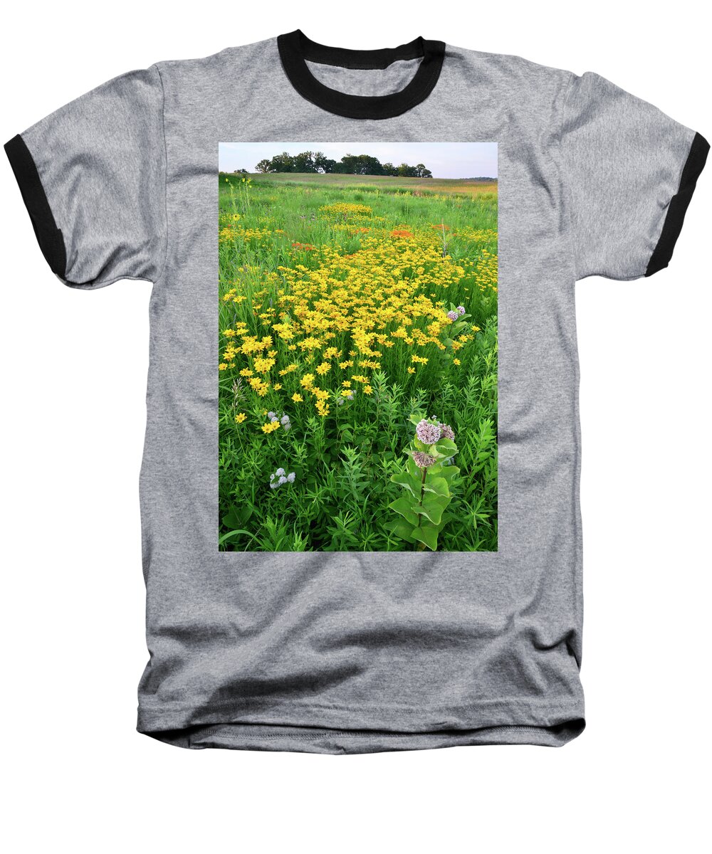 Illinois Baseball T-Shirt featuring the photograph Illinois Prairie Wildflowers by Ray Mathis