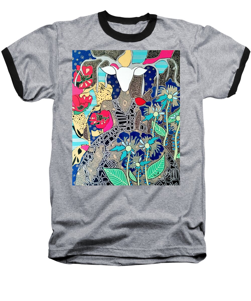 Deer Baseball T-Shirt featuring the painting In Her Element by Amy Sorrell