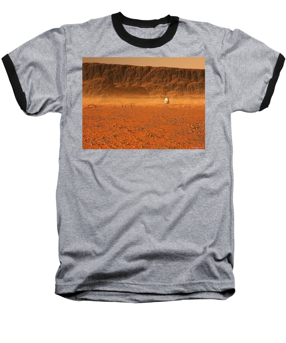 Mars Baseball T-Shirt featuring the digital art In search of water by David Robinson