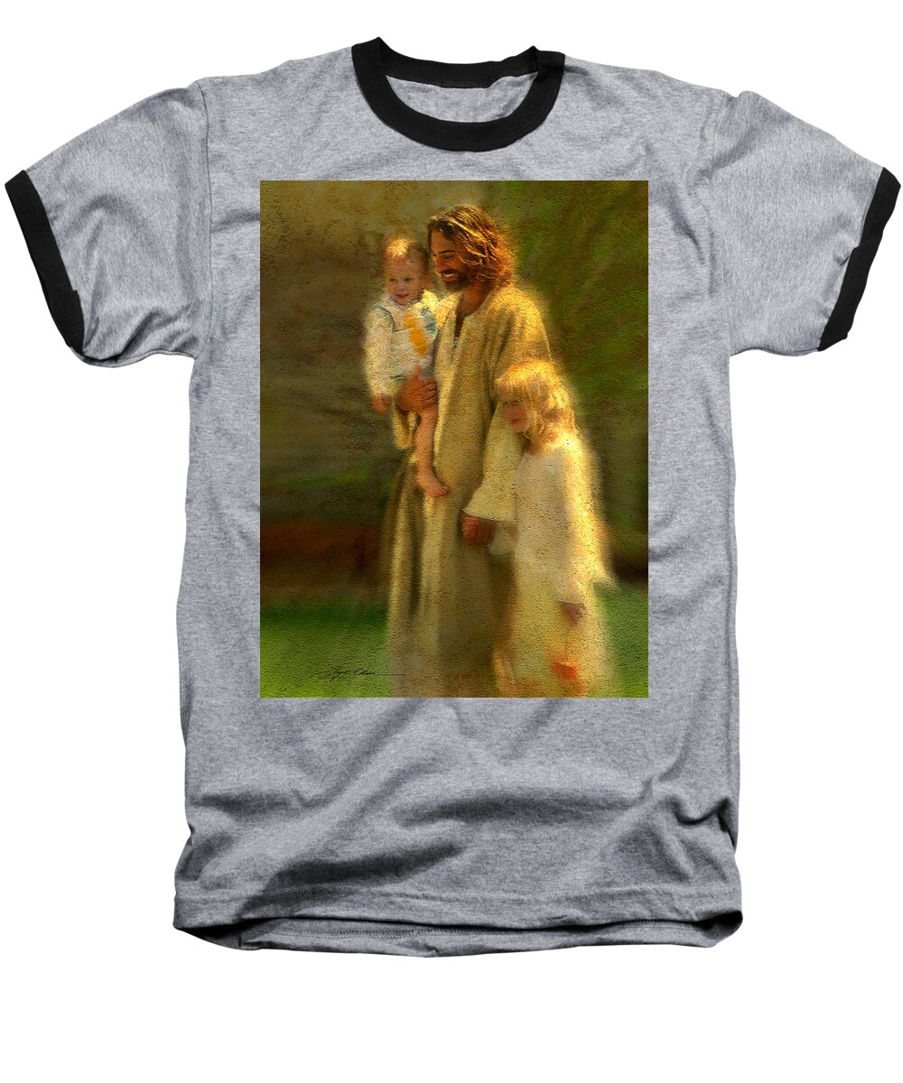 Jesus Baseball T-Shirt featuring the painting In the Arms of His Love by Greg Olsen
