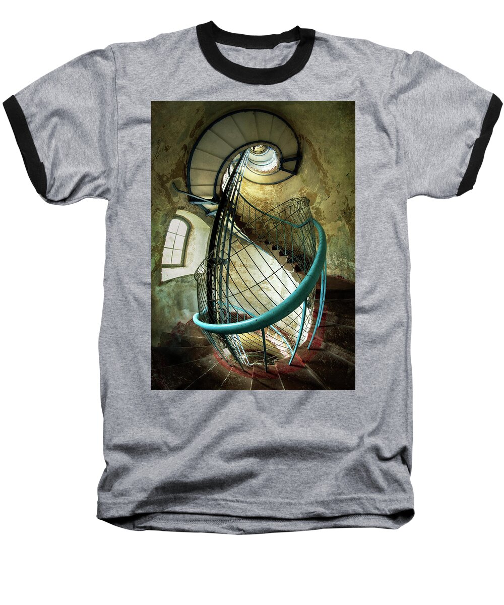 Lighthouse Baseball T-Shirt featuring the photograph In the old lighthouse by Jaroslaw Blaminsky