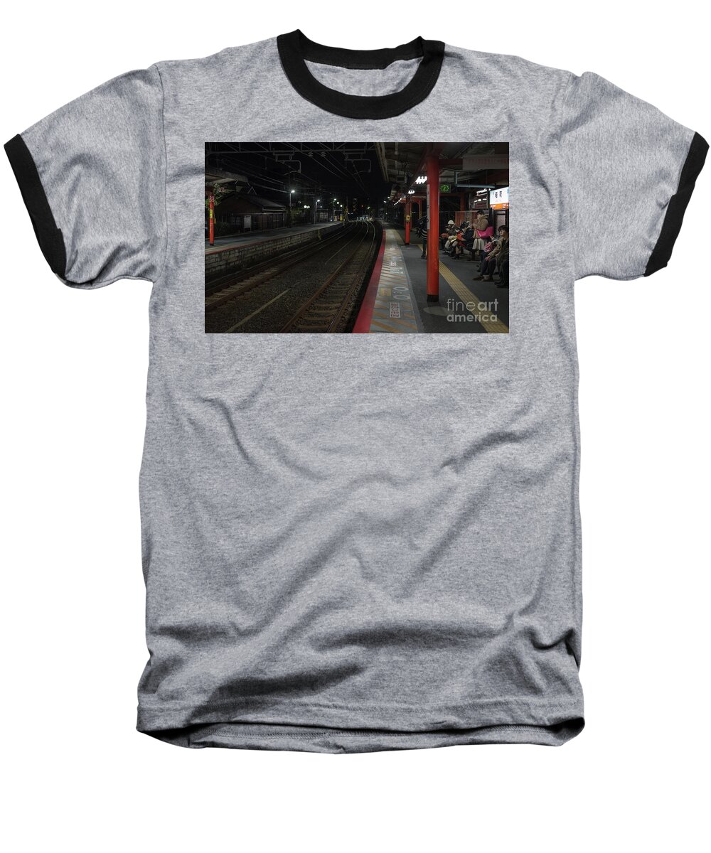 Columns Baseball T-Shirt featuring the photograph Inari Station, Kyoto Japan by Perry Rodriguez
