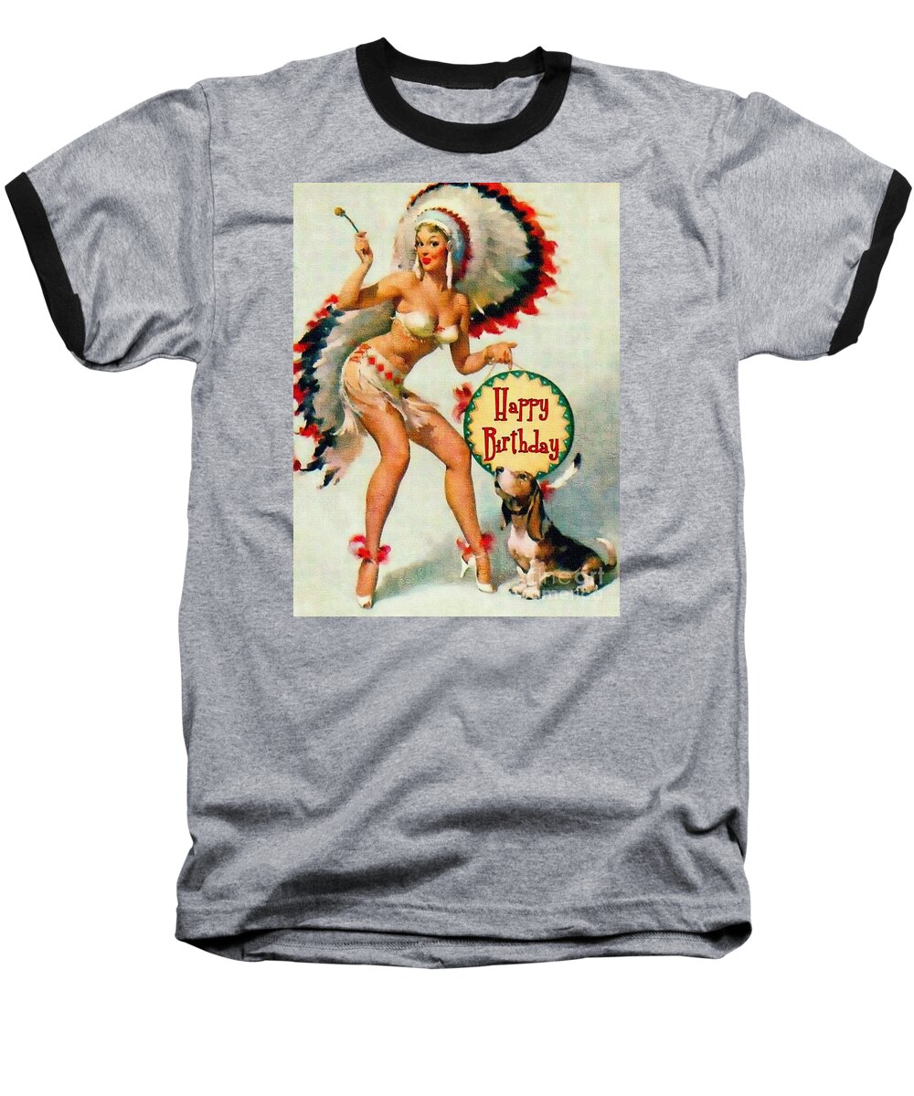Indian Girl Baseball T-Shirt featuring the painting Indian Girl - Birthday Celebration by Ian Gledhill