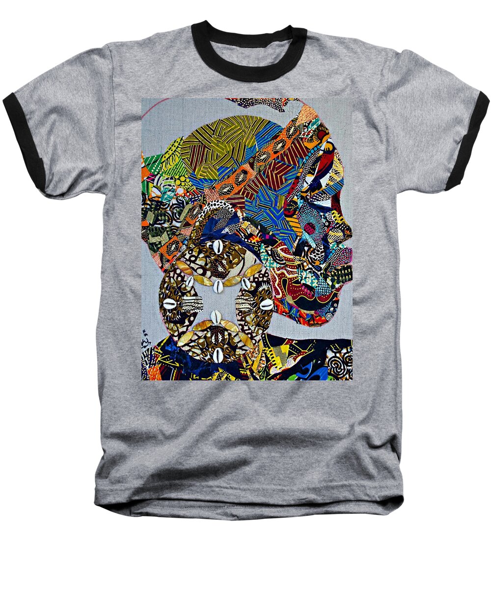 African Baseball T-Shirt featuring the tapestry - textile Indigo Crossing by Apanaki Temitayo M