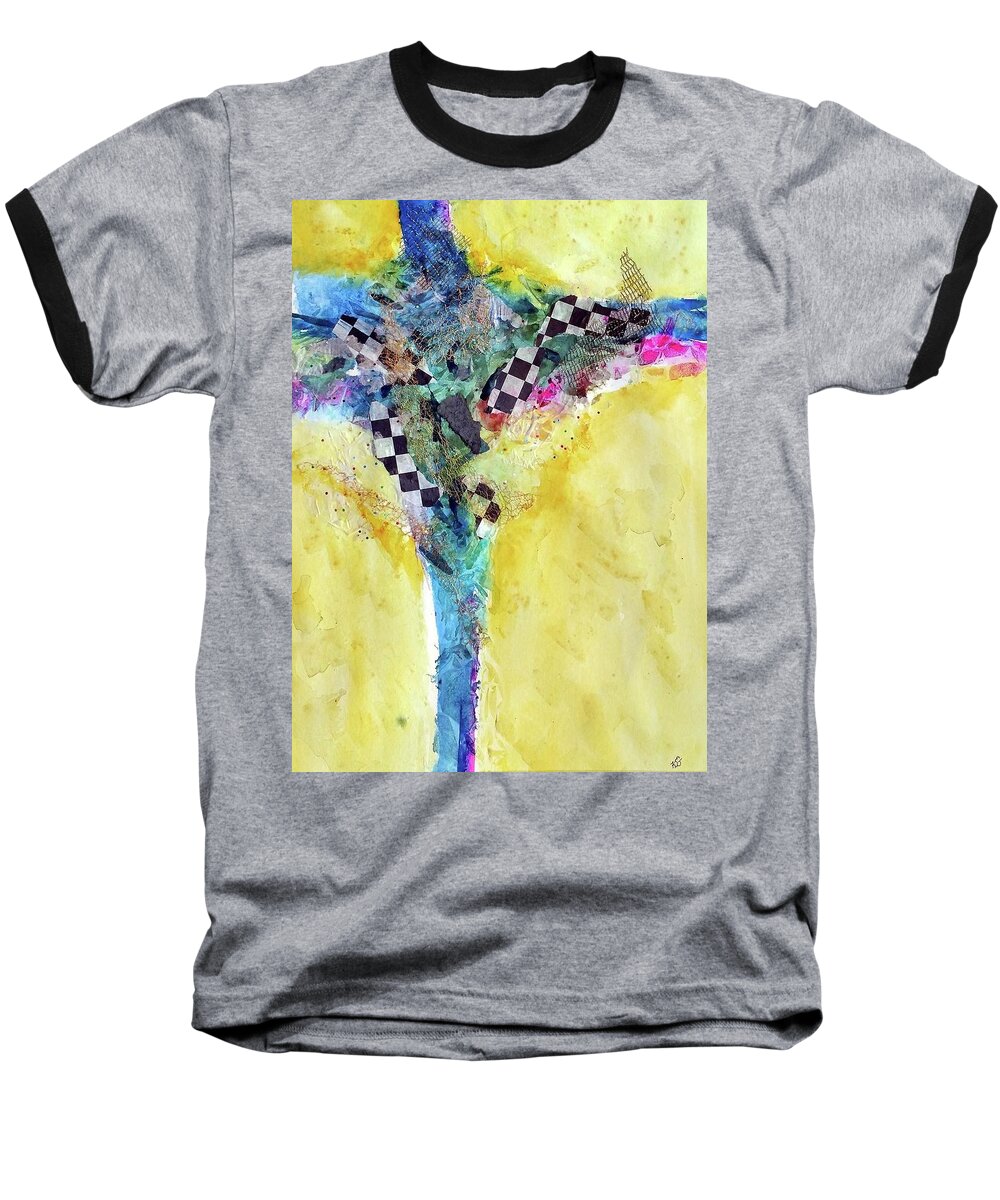 Abstract Baseball T-Shirt featuring the painting Indy Girl by Kim Shuckhart Gunns