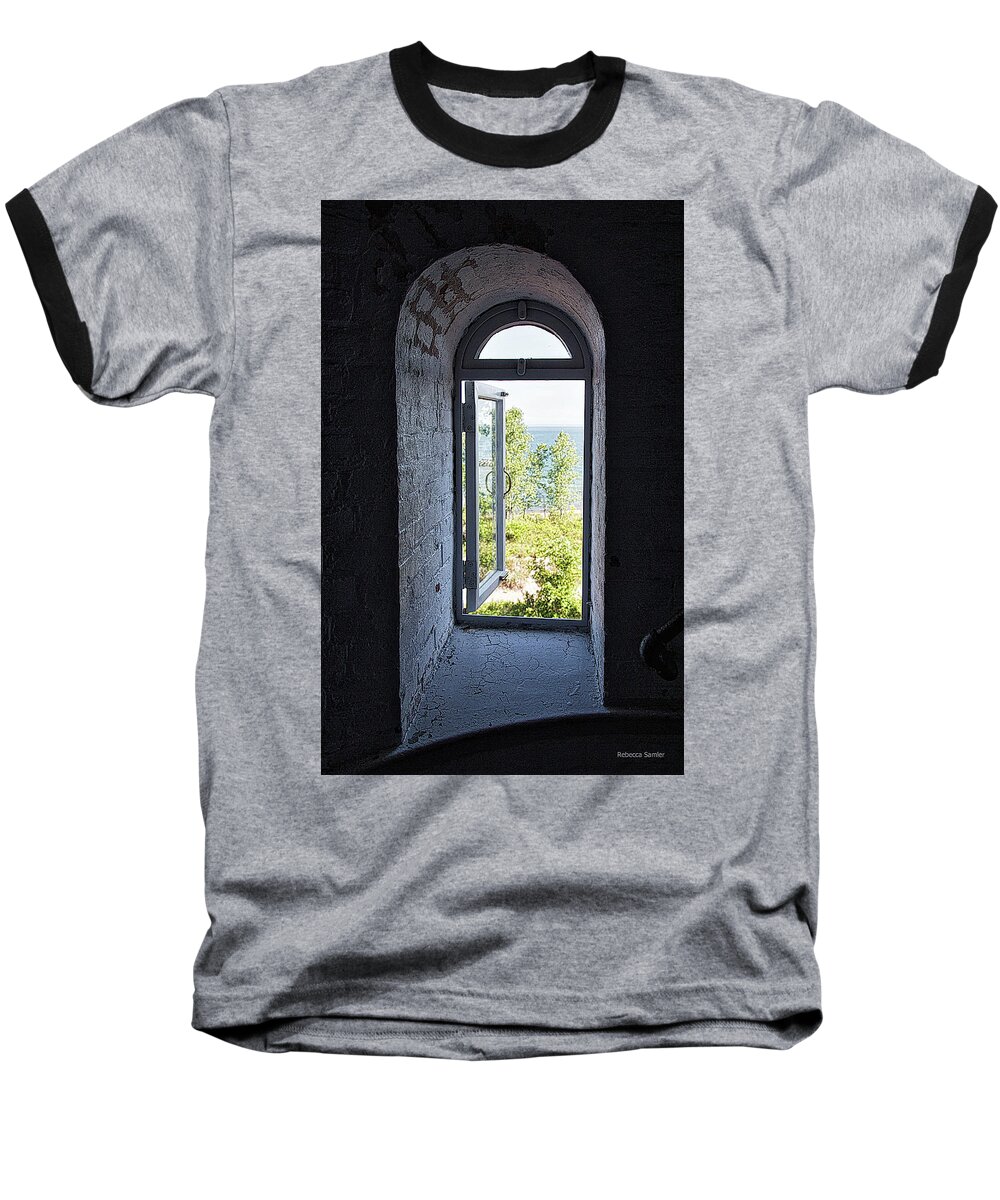 Lighthouse Baseball T-Shirt featuring the photograph Inside the Lighthouse by Rebecca Samler