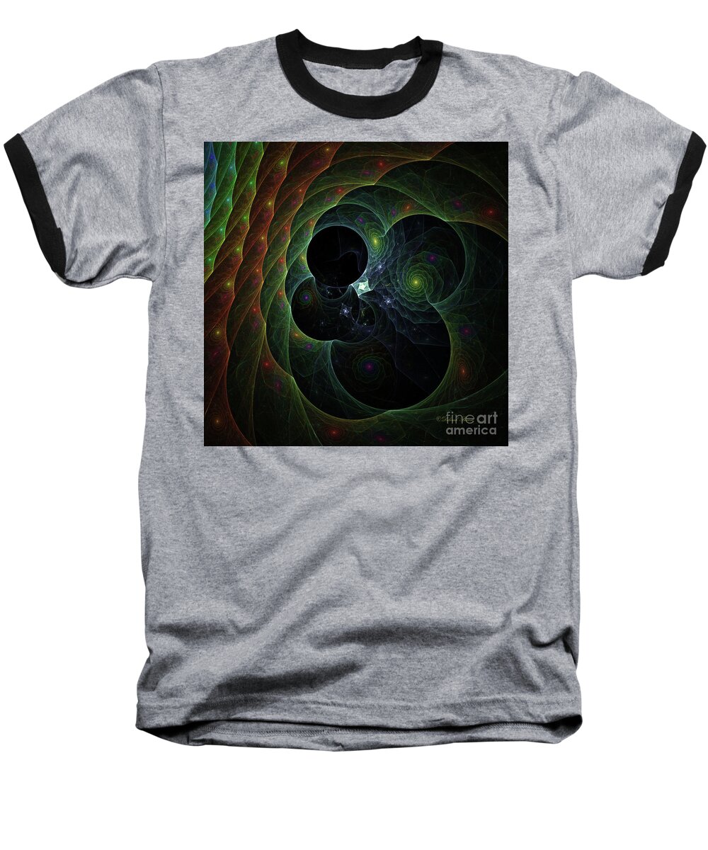 Swirl Baseball T-Shirt featuring the digital art Into Space and Time by Deborah Benoit