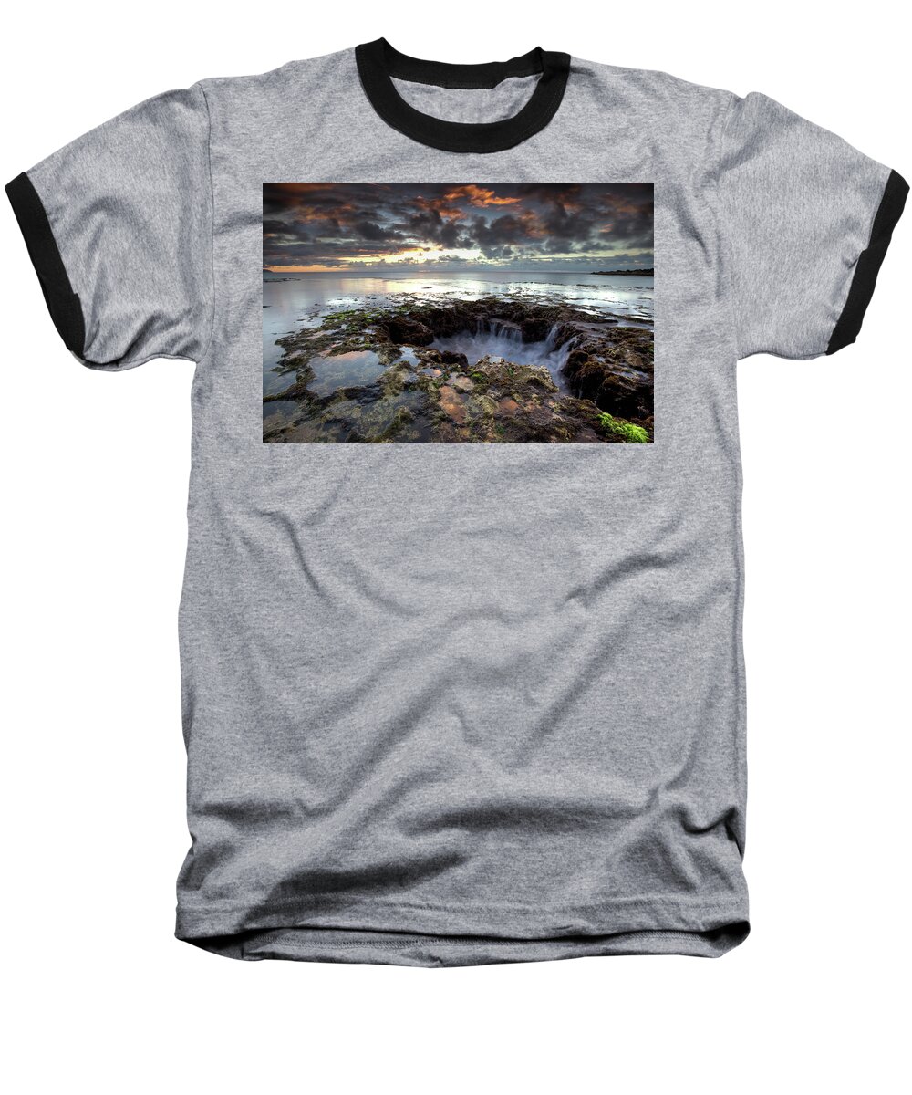 Oahu Sharks Cove Hawaii Seascape Fine Art Photography Shoreline Baseball T-Shirt featuring the photograph Into The Abyss by James Roemmling