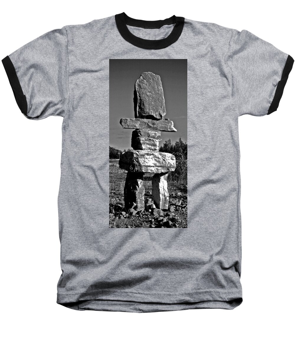 North America Baseball T-Shirt featuring the photograph Inukshuk by Juergen Weiss