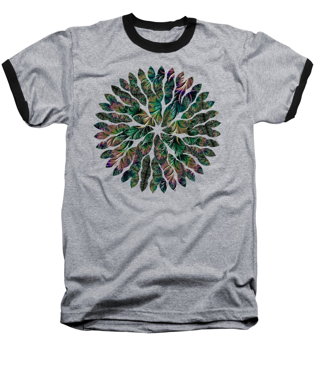 Iridescent Feathers Baseball T-Shirt featuring the digital art Iridescent Feathers by Becky Herrera